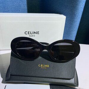 Celine CL40194U Triomphe Oval Black Sunglasses